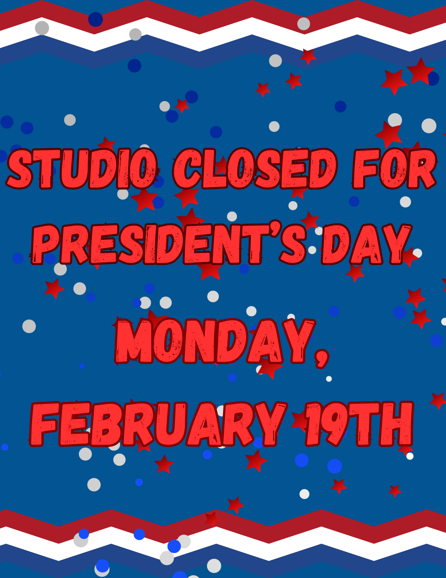 Studio Closed President's Day