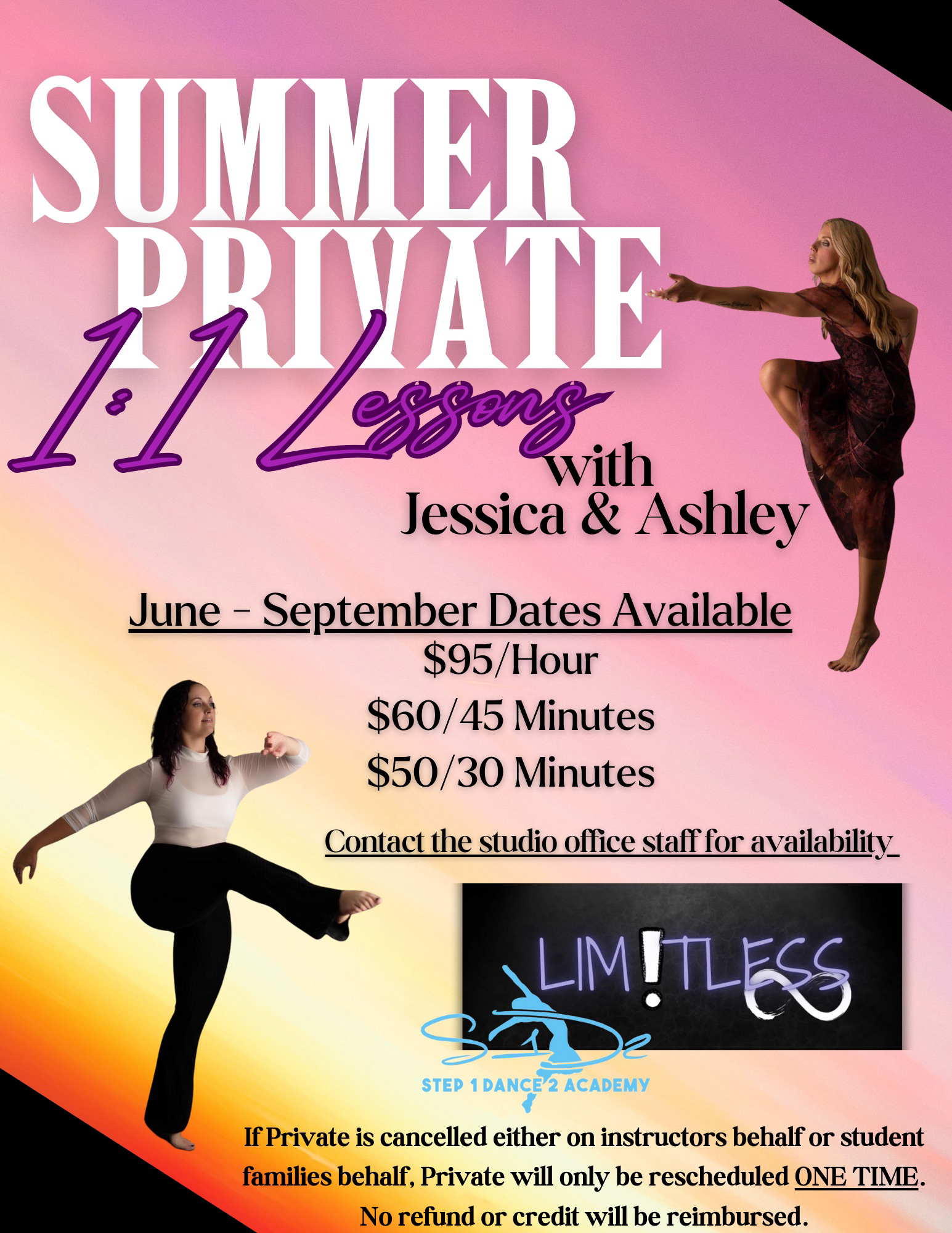 Summer 1:1 Privates with Jessica & Ashley