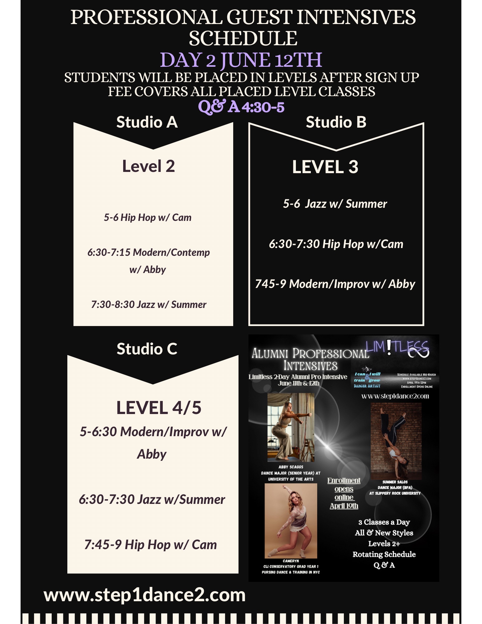 Limitless Professional Guest Intensives Schedule - Day 2